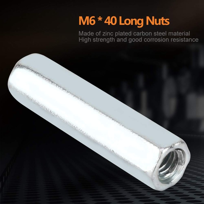 Coupling Nut, 5pcs M6 * 40 Long Rod Nut Hex