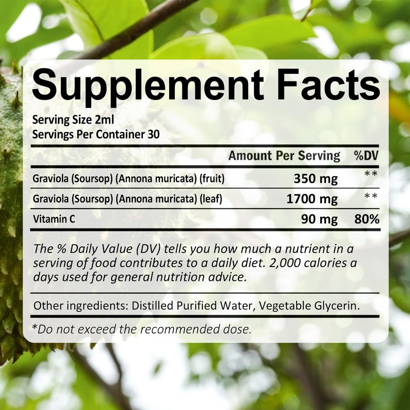Naturesours 100% Pure Organic Soursop Extract, Soursop Graviola Liquid Drops