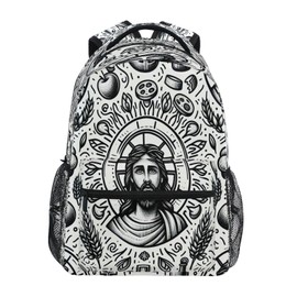 Large Capacity Doodle Jesus Christ Backpacks for Children and Adults with Padded Straps For Travel Sport Hiking Laptop Lightweight Gifts
