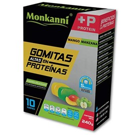 PROTEINA EXTRA con las GOMITAS de MONKANNI cada sobre contiene la misma cantidad de proteína que un huevo entero, con menos azúcar que las tradicional