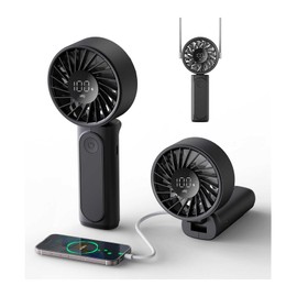 Peiyuu Handheld Fan, Portable Fan, 4000mAh Rechargeable Personal, 180° Foldable Mini Desk Fan with 6 Wind Speed, LCD Digital Display, Lanyard as Neck, Ultra Quiet, Pocket Size for Indoor Outdoor