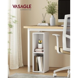 VASAGLE Custos Collection - Bookshelf, 2-Tier Bookcase, Book Shelf, Open Storage Shelf, 9.4 x 7.9 x 25.2 Inches, for Living Room, Home Office, Dining Room, Cloud White ULBC522W01