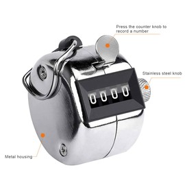 ​Tally Counter, 4 Digit Display Metal Mechanical Clicker Lap Counter Metal Hand Tally Counters Clicker for Counting,Golf Scoring,​Sport Stadium Coach Referees School Event