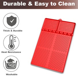 Silicone Grill Tools Spatula Mat for Blackstone, Large Heat Resistant BBQ Griddle Accessories Seasoning Mat Pad for Outdoor Cooking, Barbecue, Kitchen, Countertop (Red)