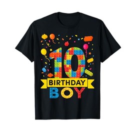 10 Year Old Building Blocks 10th Birthday Boy T-Shirt