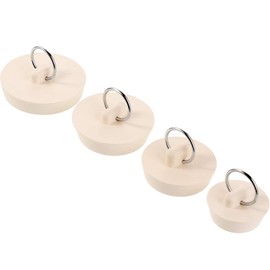 Hestya 4 Pieces Rubber Drain Stopper Set Bathtub Sink Stopper Drain Plug with Hanging Ring for Bathtub, Kitchen and Bathroom(1-1/8, 1-3/8,1-5/8, 1-7/8'',White)