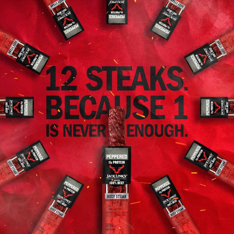 Jack Link's Beef Steak, Peppered - Protein Snacks, Meat Snack