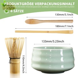 GAOUTO Matcha Tea Set of 4 Matcha Whisk with 2 Matcha Spoons, Matcha Bowl Made of Ceramic Matcha Tea Set Matcha Accessories Gift Set for Finished Tea Ceremony