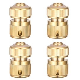 Zocipro 4Pcs 1/2" Brass Garden Hose Connector, Hose End Quick Connect Fitting, Garden Hose Nozzle Connect Kit for Gardening Kitchen Outdoor Tap Connector