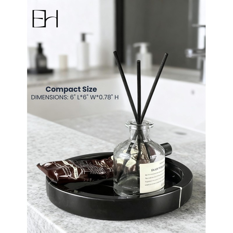 EXCHUES Marble Tray - 6" Jewelry Dish & Vanity Decor,
