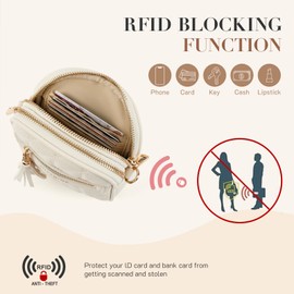 Missnine Small Crossbody Bags for Women RFID Cell Phone Purses Quilted Trendy Wallet Shoulder Purses with Wide Adjustable Strap