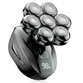 Cordless Head Shaver for Bald Men: Waterproof, Rechargeable Electric Razor with 7D LED Display & Detachable Blades
