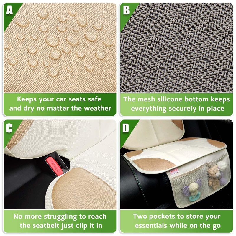 Siivton Car Seat Protector for Kids, Anti-Slip Design, Thick Padding,