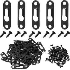 JJHXSM Keyhole Hanger 50PCS Heavy Duty Metal Single Hole Keyhole Picture Hangers Hanging Plate Picture Hanging Fastener with 80 Screws for Picture Frames Mirrors Cabinet Black