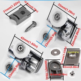 Zinc Alloy Shower Door Runners 23mm Twin Shower Door Rollers 2top 2bottom 4pcs
