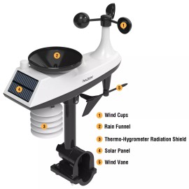 Raddy VP7 Weather Station Wireless Indoor Outdoor w/ 7.4'' Digital Color Display