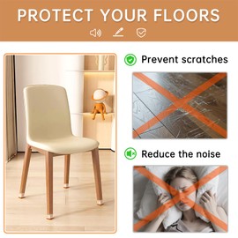 28Pcs Chair Leg Floor Protectors Square for Hardwood Floors Silicone Caps Felt Furniture Pads Covers Clear Chair Sliders, Protect The Floor from Scratches(Fit:1-1/16" ~ 1-5/8")