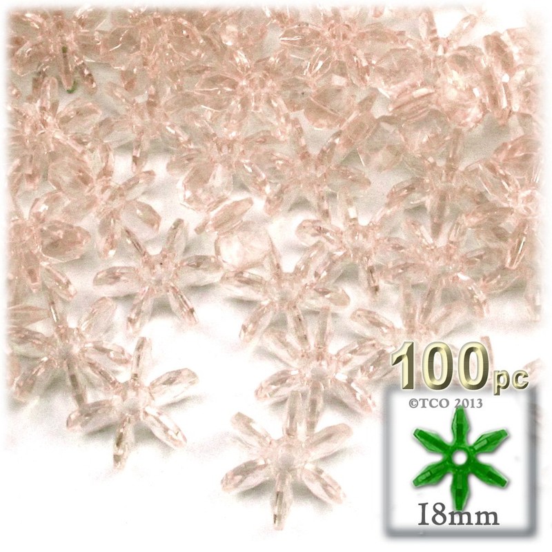100pc Faceted Plastic Transparent Beads Starflake 18mm Clear Beads