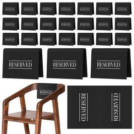 Reserved Chair Signs Church Pew Reserved Sign Reserved Seating Placeholder with Printed Words for Weddings Parties Celebrations Receptions Church or Event (Black, White, 24 Pcs)