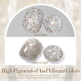 BORN PRETTY Gel Nail Glitter Flash Nail Gel Glitter Color Gel Self Nail Glitter Gel with Glitter UV LED Compatible 15ml Champagne Gold