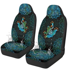 gearider Frog Car Seat Covers Front Seats Only Vehicle Bucket Seat Cover Bohemia Flower Interior Auto Accessory Decor Universal Fit Easy to Install Stretch Polyester Fabric Cover
