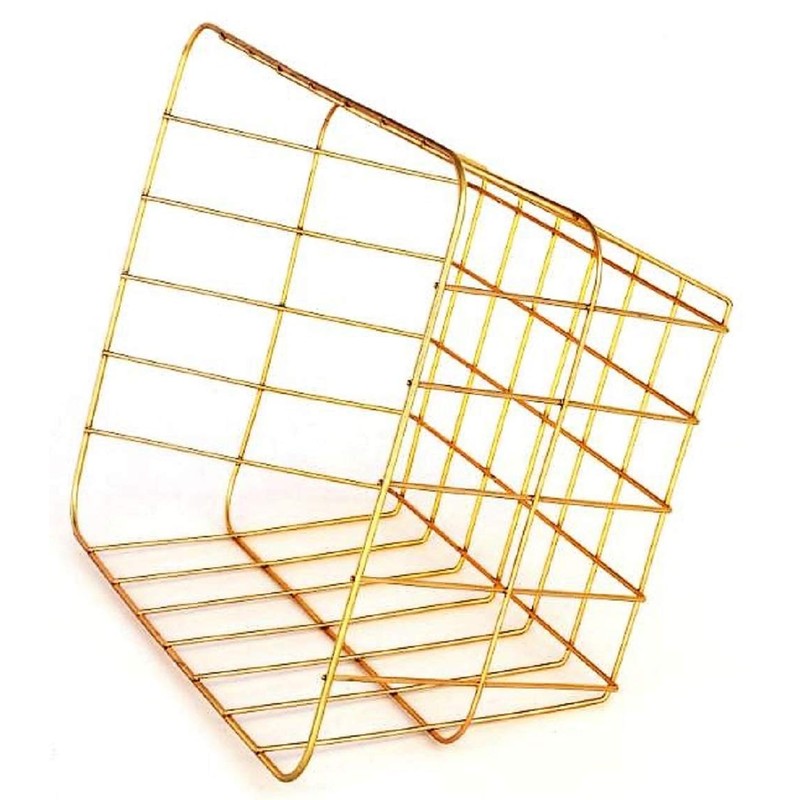 Gold Iron Wire Baskets and Trays, Round and Rectangular, 4-ct