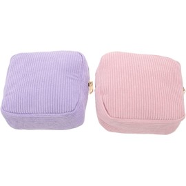 SECFOU Bolsa de Almacenamiento para Toallas Sanitarias Pequeña y Portátil de Tela para Niñas y Mujeres, 2 Piezas (morado y Rosa), con Cremallera, para Escuela y Viajes,