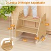 Toddler Step Stool, Wooden Height-Adjustable 2 Step Stool for Kids,
