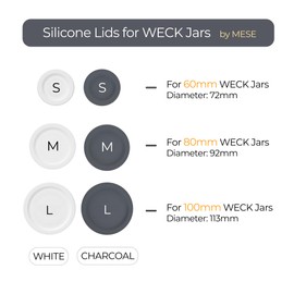 Silicone Lids for WECK Jars, 6 Pack (Charcoal, M (=80mm))