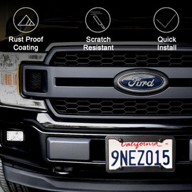 Black License Plate Frames, 2 Pack Universal Stainless Steel Car Tag Frame for License Plate for Front and Rear, Automotive Exterior Accessories with Screw Caps for Men & Women