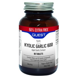 Quest Kyolic Garlic 90 Tablets - 600mg High Strength Odourless Aged Garlic Extract for Heart, Liver & Immune Function. Daily Garlic Supplement, Improve Circulation, Liver Detox & Immunity (Pack of 1)