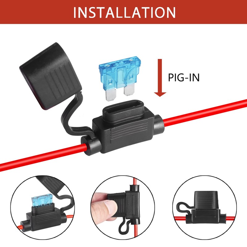 MUYI 6 Pack 14AWG Inline Fuse Holder with 12 Volt