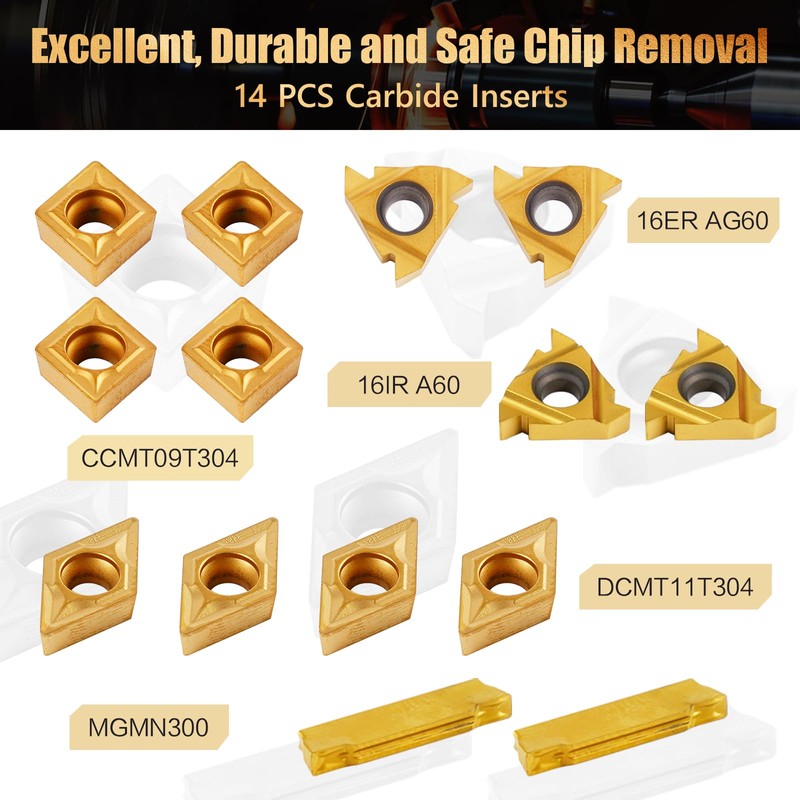CHAWNIAO Indexable Lathe Turning Tool 21Pcs Kit 5/8" (16mm) Shank,