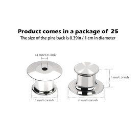 Hession Metal Pin Backs Locking Pin Keppers Clasp Nickel Plated Copper 25 Pieces