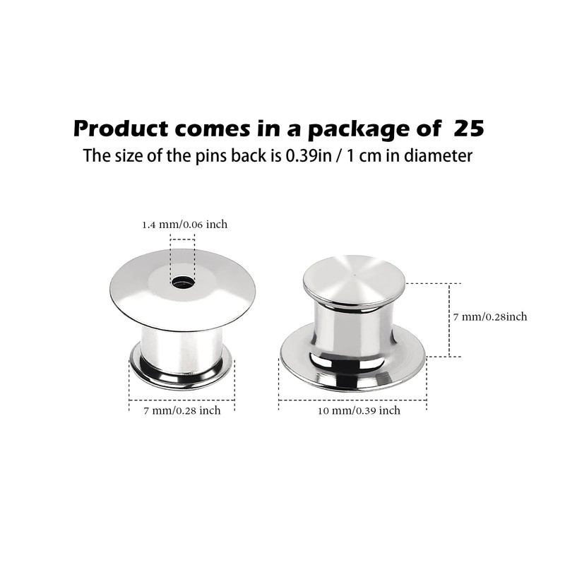 Hession Metal Pin Backs Locking Pin Keppers Clasp Nickel Plated