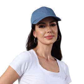 HUSG20 Baseball Cap - 100% Cotton Hats for Men and Women - Unisex Dad Hat with Adjustable Strap (Denim Blue)