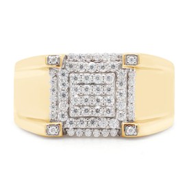 SAVEARTH DIAMONDS 1/2 Carat Round Cut Lab Created Moissanite Diamond Wedding Band Ring For Men In 14K Gold Over Sterling Silver Jewelry (G-H Color, VVS1 Clarity, 0.50 Cttw), Metal, Moissanite