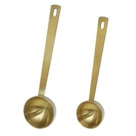 Hitefu 2 Pack Long Handle Coffee Scoop Set, Stainless Steel Measuring Spoons 15ml & Tablespoon 30ml for Coffee, Milk Powder (Gold)