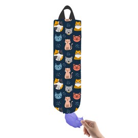 BRUAOWJF Plastic Bag Holder, Reusable Grocery Bag Organizer/Holder, Durable Large Grocery Bag Storage Dispenser ​for Home Kitchen, Cute Blue Cat