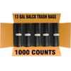 13 Gallon Trash Bags, 1000 Count Bulk Value Pack, Black