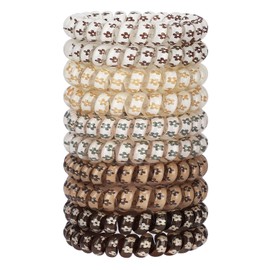 JessLab Spiral Hair Ties for Ladies, 10-Pack Elastic Hair Ties, Cute Plastic Coil Hair Ties, No-Damage Hair Accessory for Women and Children with Thick or Thinning Hair, Mix Color 9