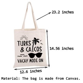 PWHAOO Beach Vacation Tote Bag Turks & Caicos Tote Bag Family Trip Tote Bag Summer Vibes Gift, Turks Caicos Tote, Medium