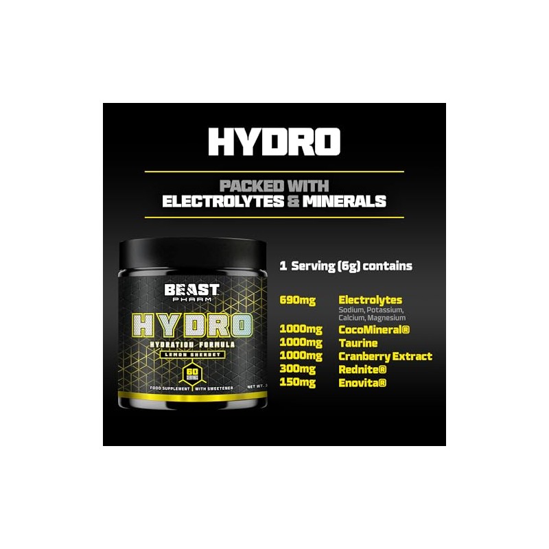 Beast Hydro Electrolytes Powder 60 Servings Keto Electrolyte Drinks for
