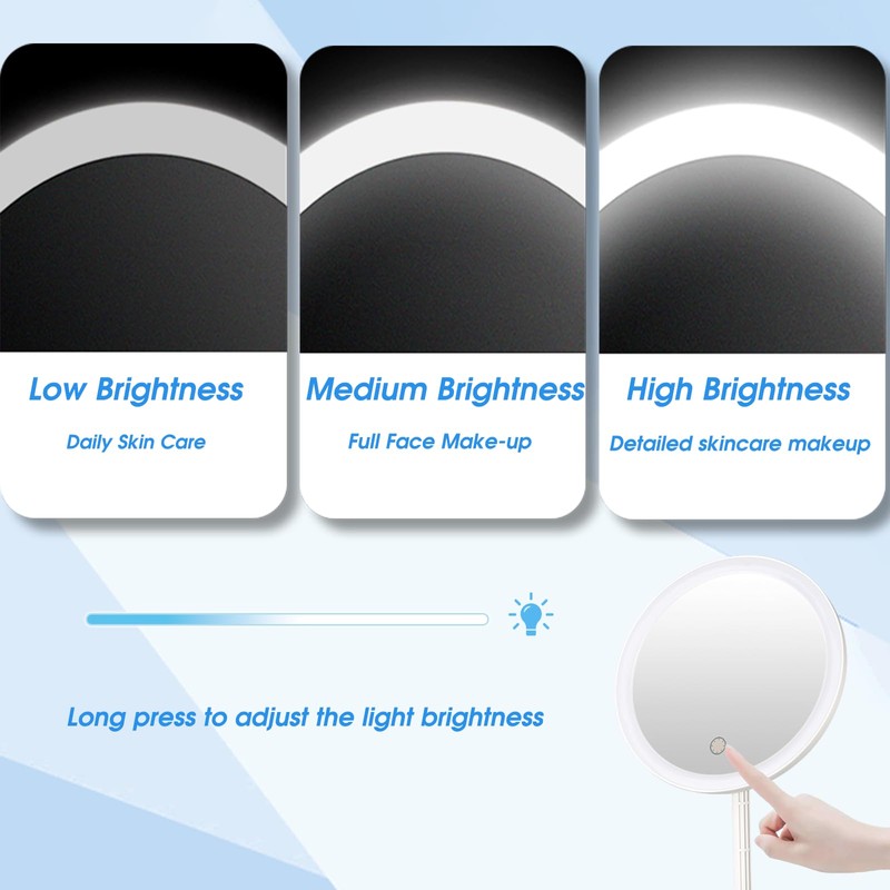 JSONPHX 1X LED Makeup Mirror with 5X and 10X Suction