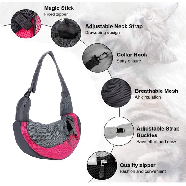 Pet Carrier Sling Breathable Mesh Hand Free Shoulder Tote Bag