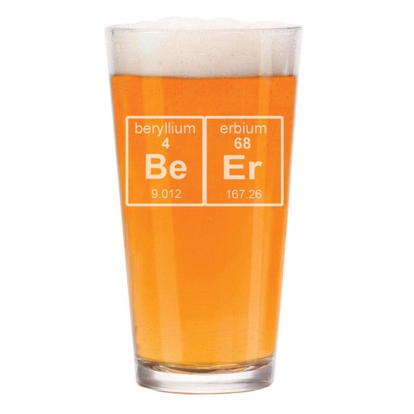 16 oz Beer Pint Glass Beer Periodic Table Funny Science