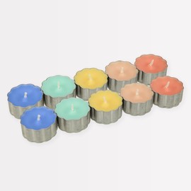 Meri Meri Tea Light Candles (Pack of 10), Unscented, Scalloped Shape, Long Burn Time Approx 4.5 hrs., Meri Meri Candles