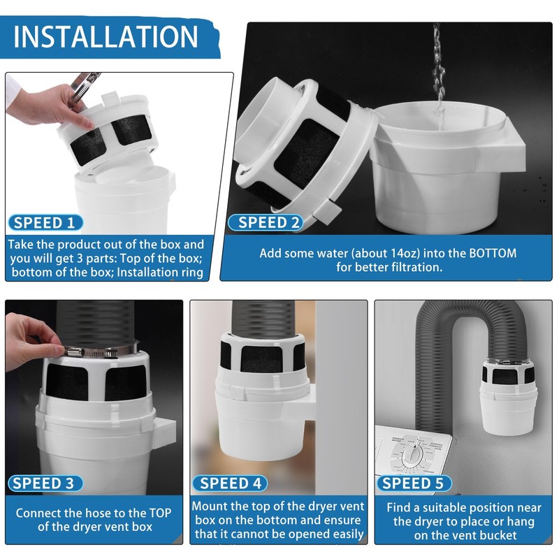 NOORNY 【Upgraded】 3 in 1 Indoor Dryer Vent Kit Lint