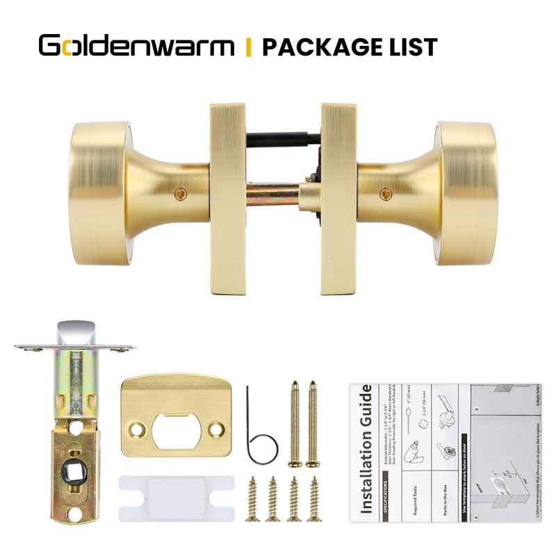 goldenwarm Gold Door Knobs 3 Pack, Brushed Gold Closet Door
