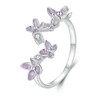 Kerraom Ring Purple Flower 925 Sterling Silver Proposal Engagement Ring